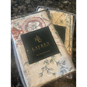 Ralph Lauren Villandry Floral Sateen Cotton European Pillow Shams 1 Pair Vtg New